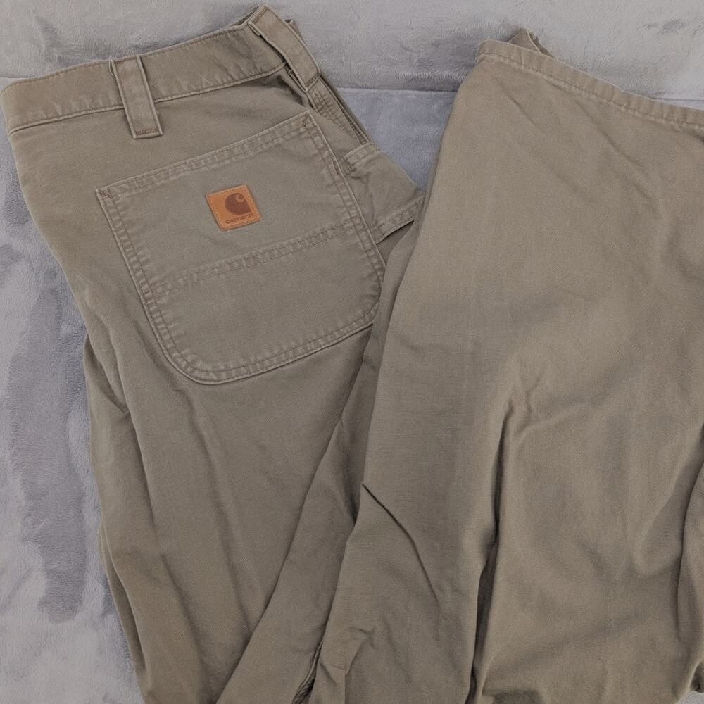 40 x 30 Carhartt darker khaki/green jeans loose original fit RN14806 carpenter